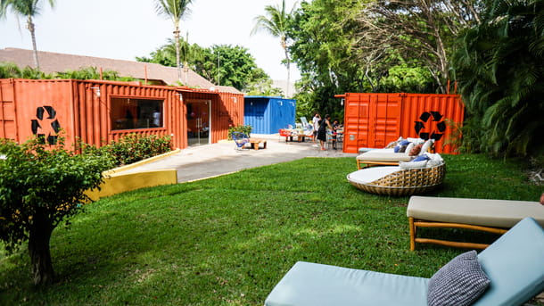 The Container teen center with gaming consoles and modern amenities at Four Seasons Punta Mita