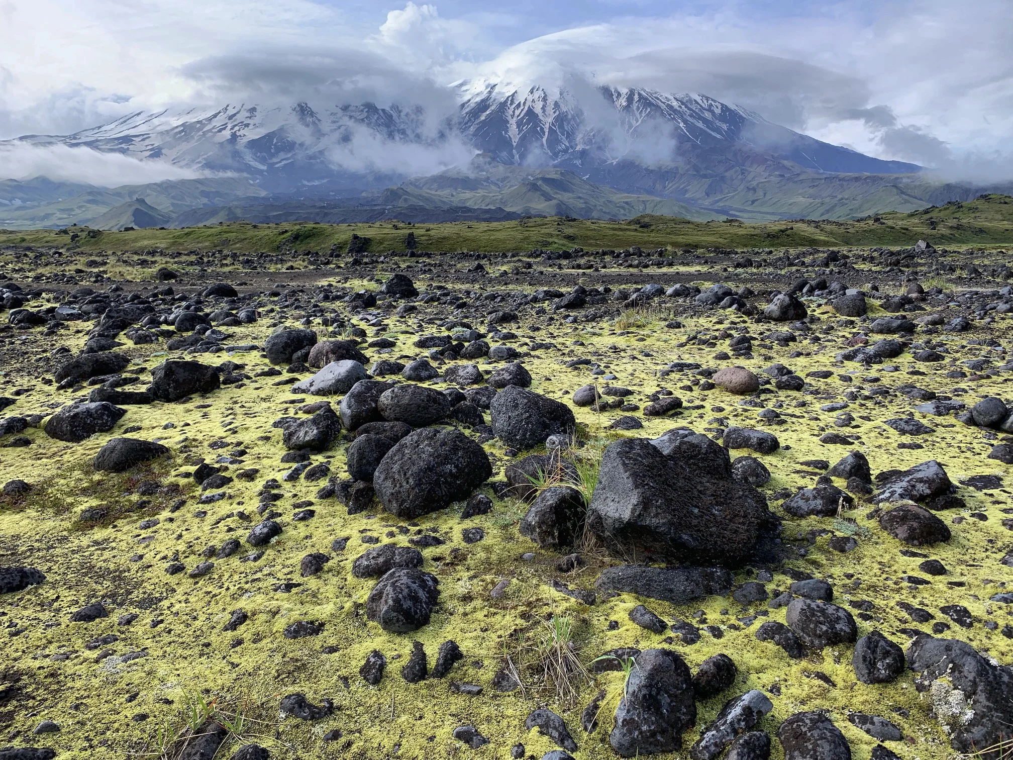 Volcanic bombs from ancient eruptions showing mineral deposits