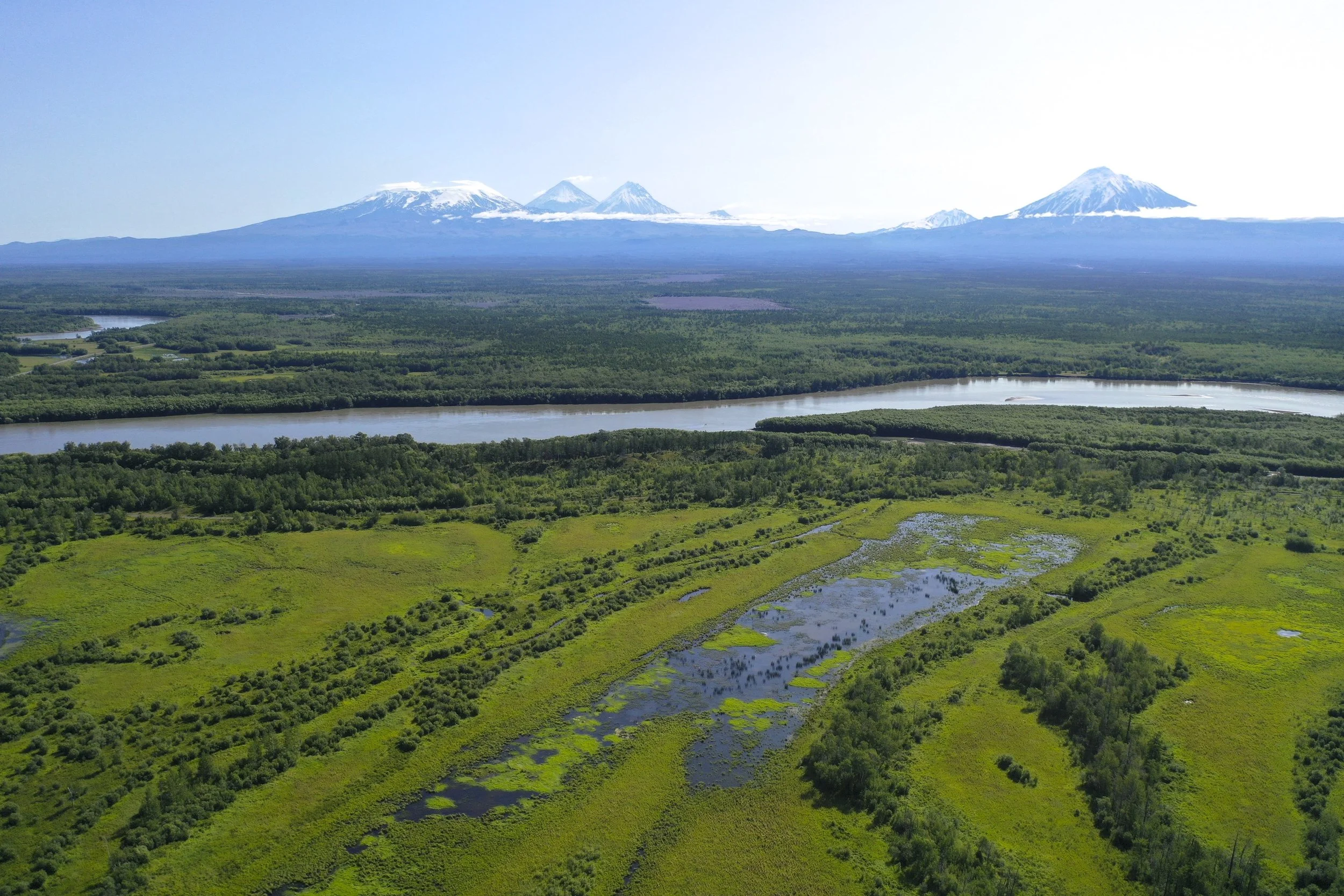 Valley of Geysers with steaming hot springs and fumaroles