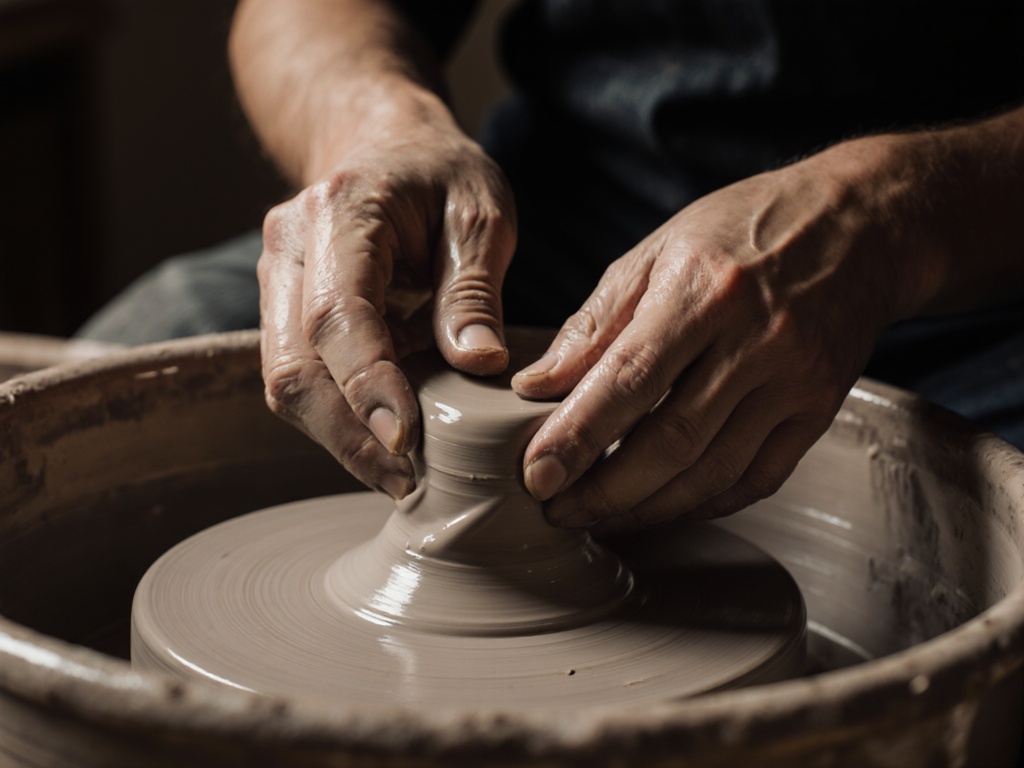 Close-up of hands working with precision on detailed craft, showing focused attention