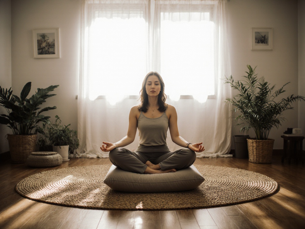 Woman practicing independently in personal space with confident embodied presence