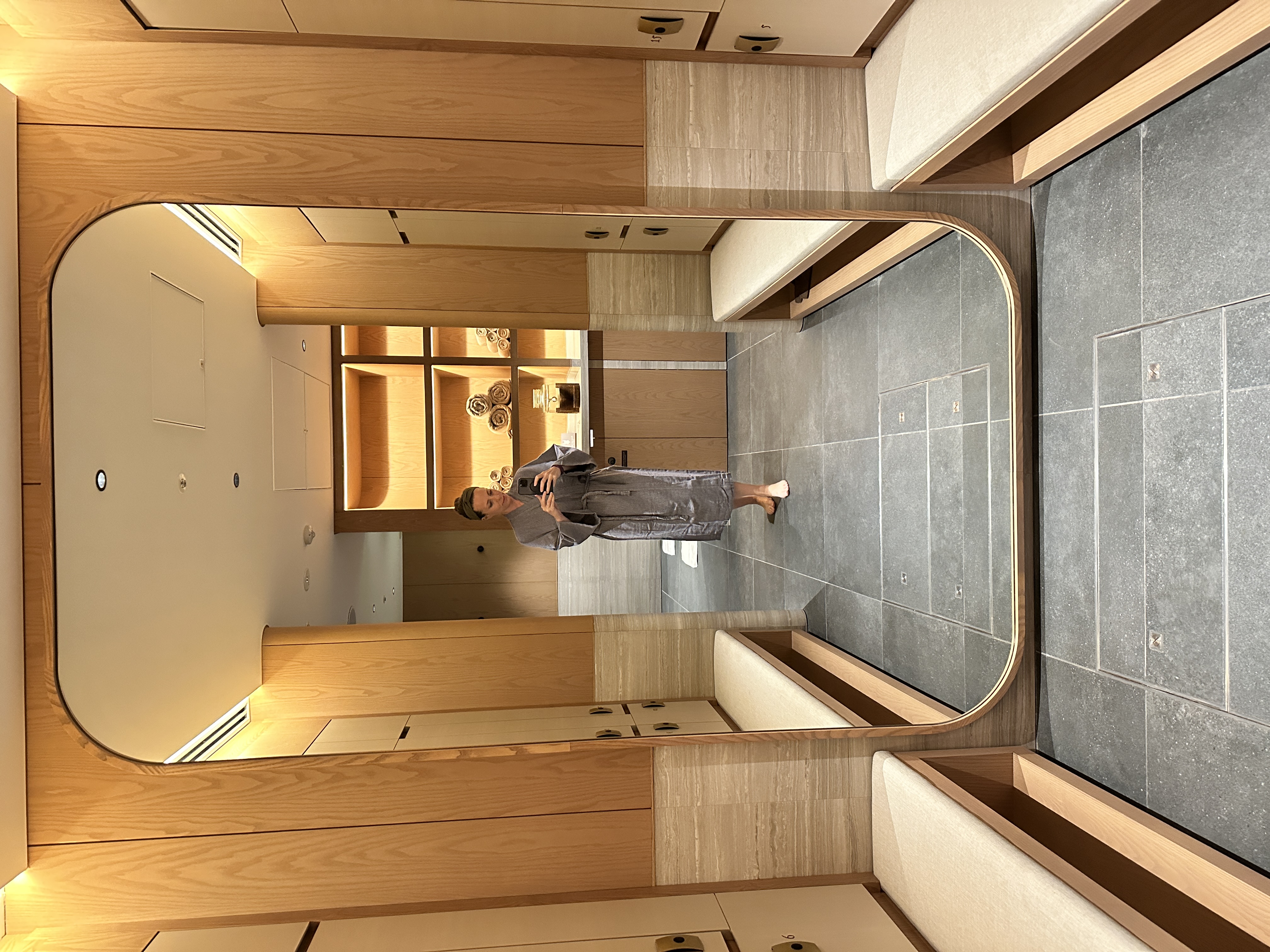 A woman in a robe a the Six Senses Kyoto Spa Locker rooms