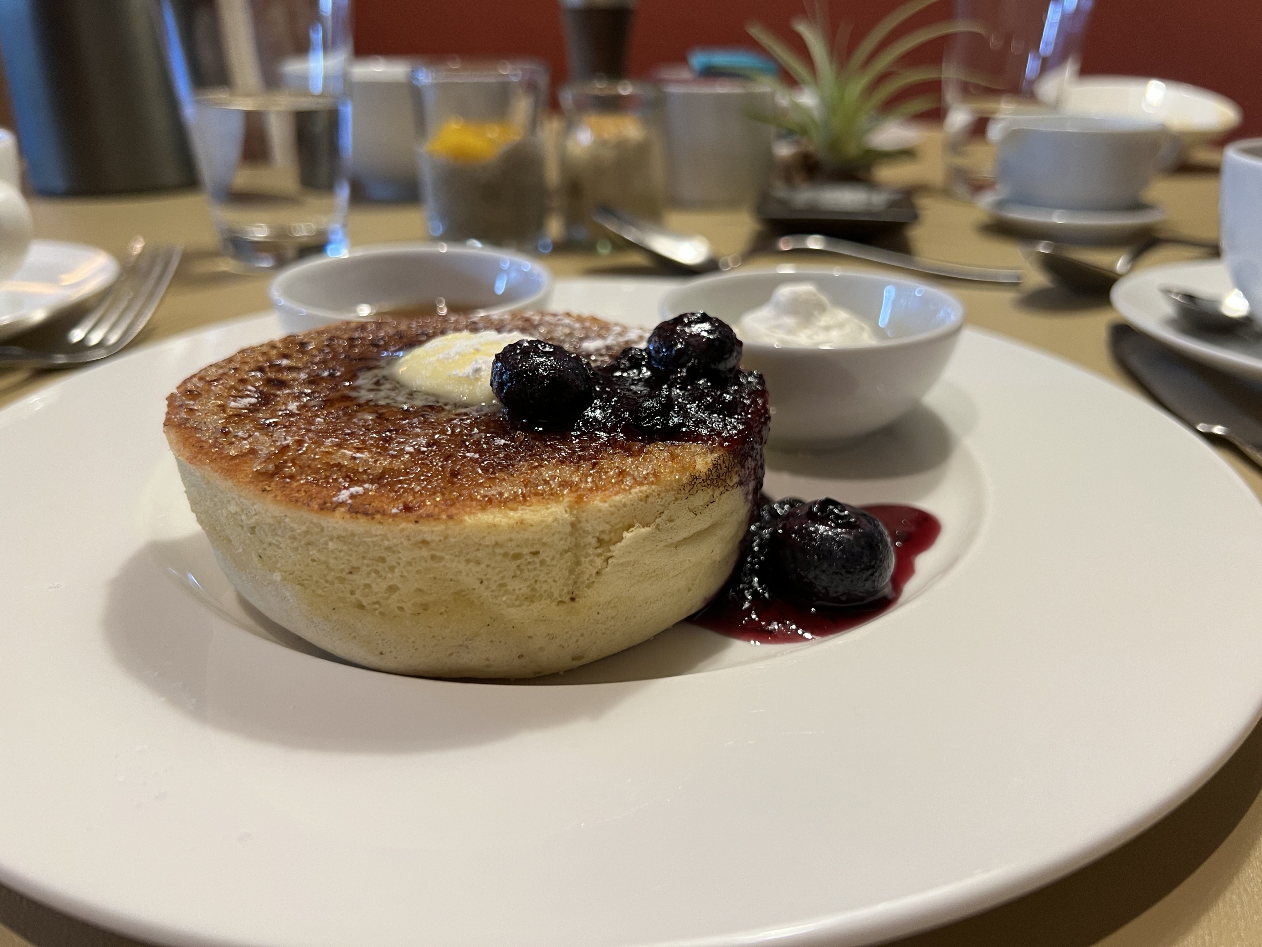 Fluffy pancakes served for breakfast at Four Seasons Kyoto.